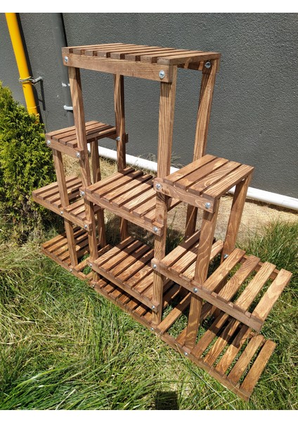 Eskitme Ceviz Rengi Ahşap Dekoratif Çiçeklik Saksılık Balkon Bahçe Standı Mobilyası fiyatları