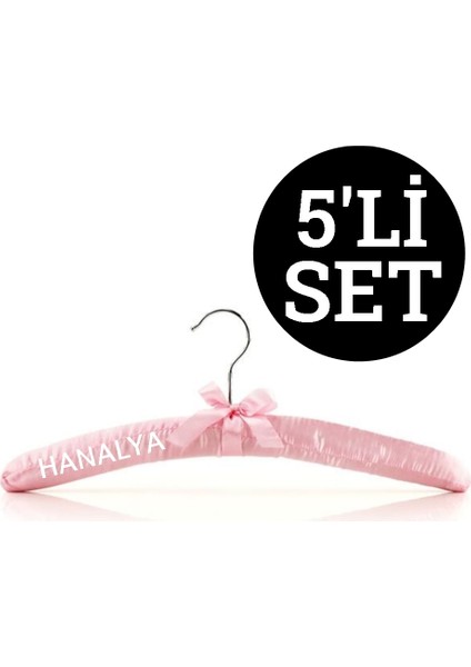 Elit Saten Askı Gecelik Askısı Elbise Askısı Pembe 5 Adet
