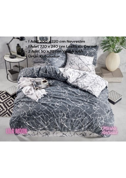 Marble Antrasit Ranforce Light Pamuklu Çift Kişilik Nevresim Takımı fiyatları