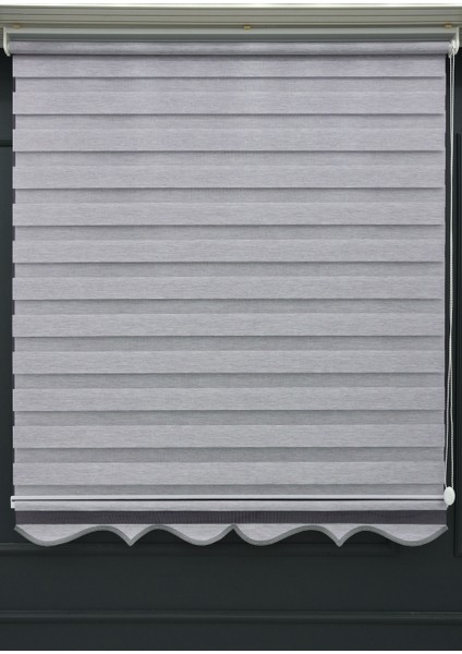 Gri Bambu Zebra Stor Perde - Eteği Dilimli - Alüminyum Kasa ve Boru indirimleri