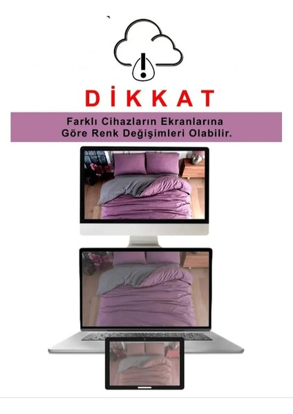 Fitted Pamuklu Kumaş Yatak Çarşaf ve Yastık Kılıf Takımı-Lastikli-Solmaya Dayanıklı-Gri