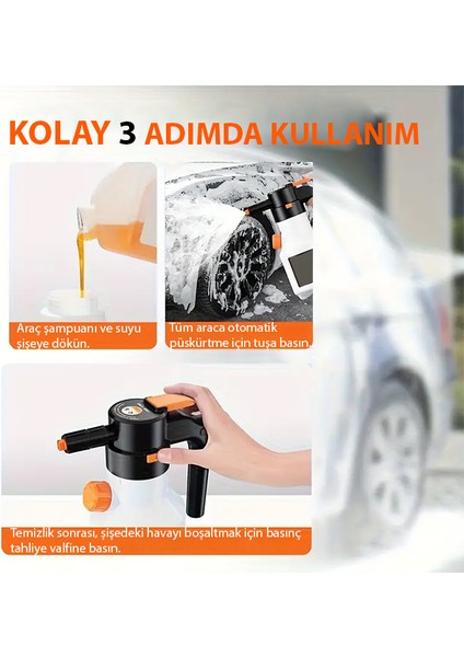 2l Yüksek Basınçlı Şarjlı Köpük Makinası Oto Yıkama Pompası Köpük Püskürtücü