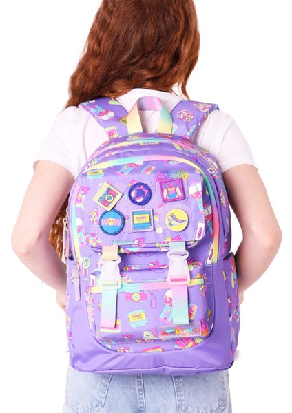 Su Geçirmez Kumaş Kız Çocuk Çok Gözlü Ortopedik Sırt Okul Çantası L5238