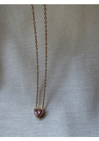 Pndr Modeli Pembe Taşlı Kolye