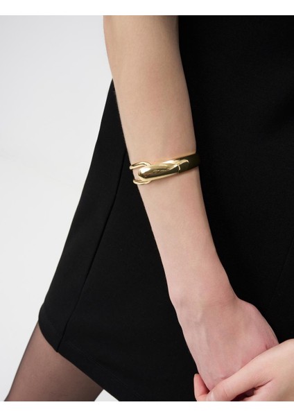 Altın Rengi Altın Kaplama Parlak Kelepçe Bileklik