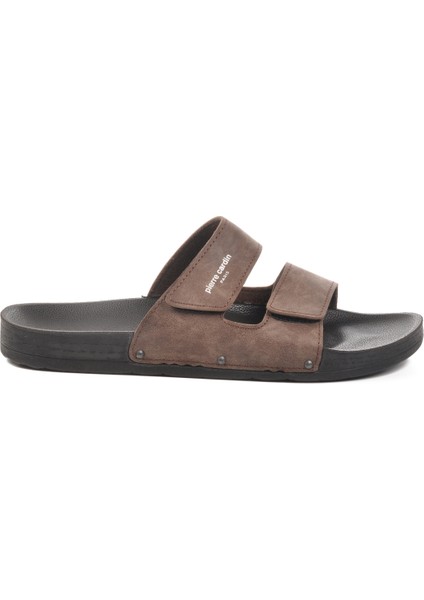 Kahve Cırtlı Büyük Numara Erkek Terlik PC-7039 M