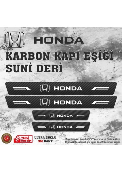 Honda Uyumlu Deri Karbon Kapı Eşiği Koruyucu Bant 4 Adet