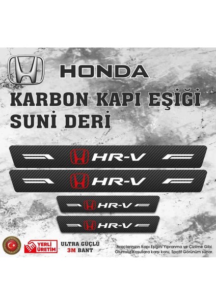 Honda Hrv Uyumlu Deri Karbon Kapı Eşiği Koruyucu Bant 4 Adet