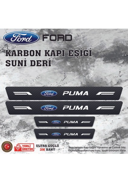 Puma Uyumlu Deri Karbon Kapı Eşiği Koruyucu Bant 4 Adet