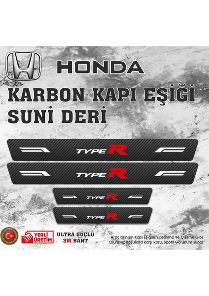 Honda Typr Uyumlu Deri Karbon Kapı Eşiği Koruyucu Bant 4 Adet
