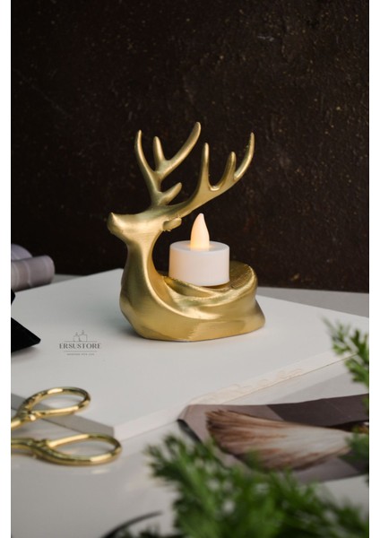 Tekli Dekoratif Hediyelik Gold Altın Tea Light Geyik fiyatları