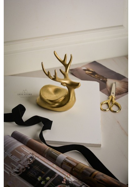 Tekli Dekoratif Hediyelik Gold Altın Tea Light Geyik modelleri