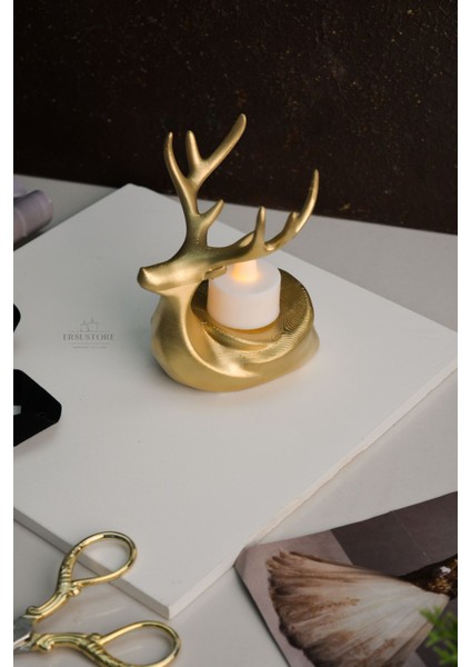 Tekli Dekoratif Hediyelik Gold Altın Tea Light Geyik fırsatları