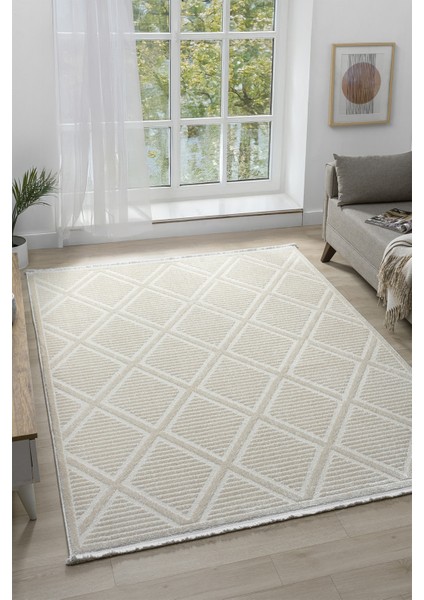 Puffy Beyaz Halı Yumuşak Dokulu Shaggy Halı Oturma Odası Salon Halısı 10730D