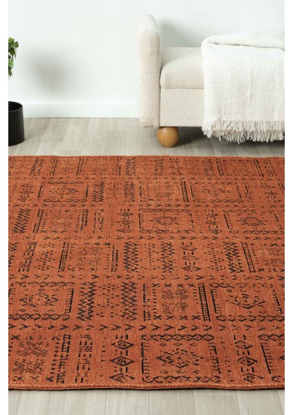 Gaia Kiremit Halı Yıkanabilir Kaymaz Taban Şönil Kilim Dokuma Pamuk Taban Kilim 10320 80 x 150 cm indirimleri