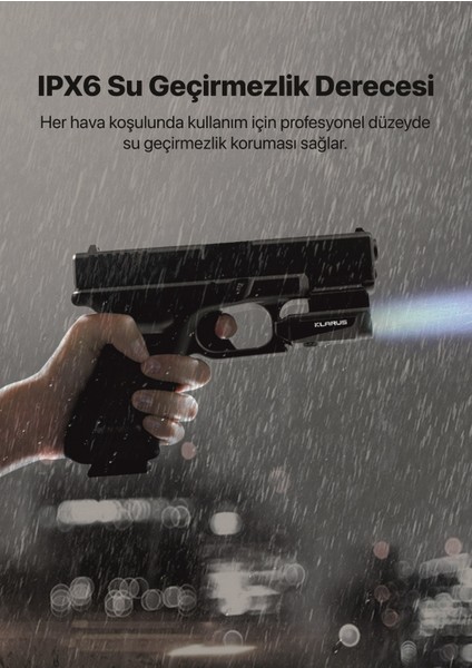 Gl1 Mikro USB Şarjlı Kompakt Taktik Tabanca Feneri