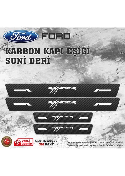 Ranger Uyumlu Deri Karbon Kapı Eşiği Koruyucu Bant 4 Adet