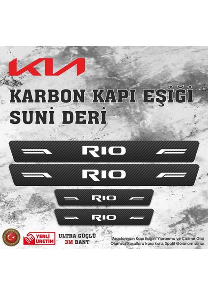 Kia Rio Uyumlu Deri Karbon Kapı Eşiği Koruyucu Bant 4 Adet