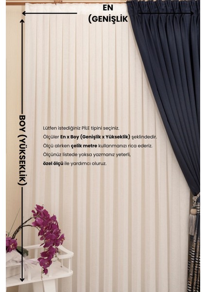 Pilesiz Düz Dikiş Foldet Model Tül Perde, Kırık Beyaz Ütü Istemeyen Tül Perde