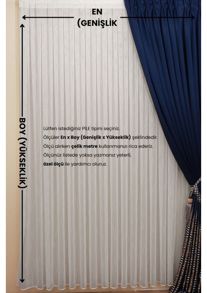 1-2,5 Normal Pile Ece Model Tül Perde, Kırık Beyaz Ütü Istemeyen Tül Perde