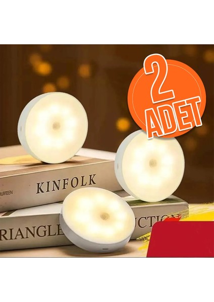 2 Adet Akıllı Hareket Sensörlü Kablosuz LED Spot Lamba USB Şarjlı Dolap Içi Aydınlatma Lüks