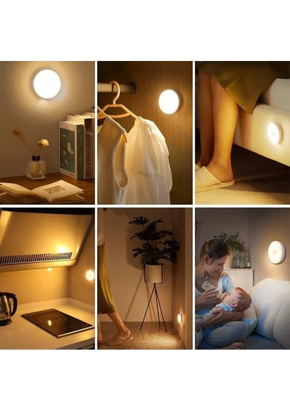 2 Adet Akıllı Hareket Sensörlü Kablosuz LED Spot Lamba USB Şarjlı Dolap Içi Aydınlatma Lüks indirimleri