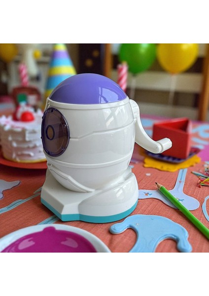 Sevimli Ufo Tasarımlı Masa Üstü Kollu Kalemtraş, 4 Farklı Renk Seçeneği, Çıkartma Hediyeli