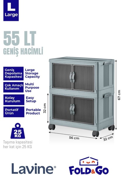 Fold&go 2'lü Portatif Organizer Tekerlekli Dolap ”mavi” Çok Amaçlı Mıknatıs Kapaklı Katlanır fiyatları