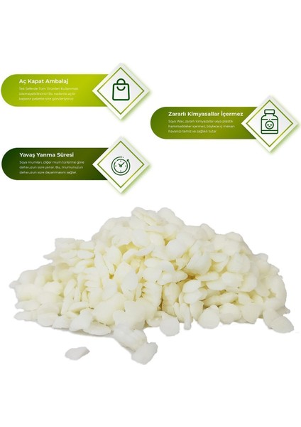 Doğal Soya Wax Mum Hammaddesi 1 Kg, El Yapımı ve Doğal Mum Için Uygun modelleri