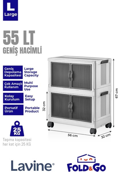 Fold&go 2'lü Portatif Organizer Tekerlekli Dolap ”beyaz” Çok Amaçlı Mıknatıs Kapaklı Katlanır fiyatları