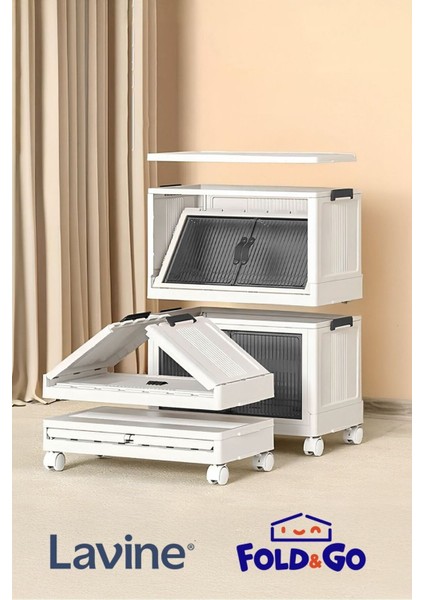 Fold&go 2'lü Portatif Organizer Tekerlekli Dolap ”beyaz” Çok Amaçlı Mıknatıs Kapaklı Katlanır modelleri