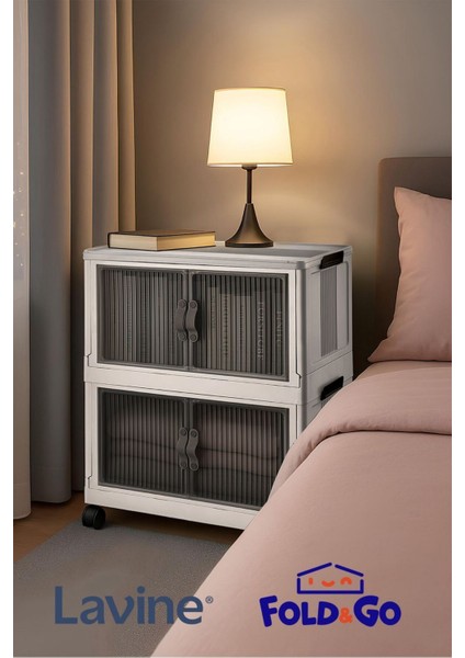 Fold&go 2'lü Portatif Organizer Tekerlekli Dolap ”beyaz” Çok Amaçlı Mıknatıs Kapaklı Katlanır fırsatları