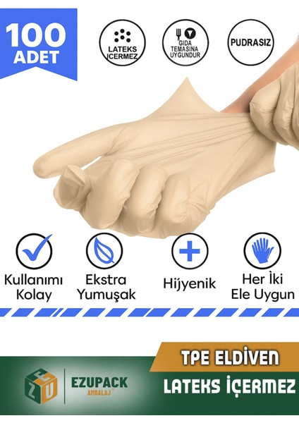 M Beden Glove Flex Tpe 100'LÜ Gıda Muayene Pudrasız Medikal Temizlik Mutfak (Lateks Nitril Içermez) fiyatları