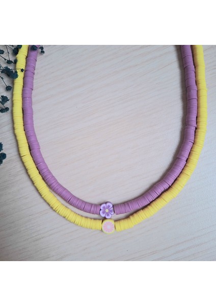 Fimo Boncuk Kolye Lila modelleri