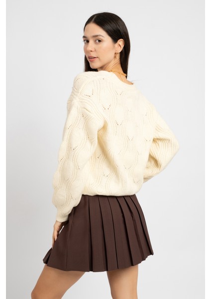 Rtd&vld Kadın Vita S142 Kaju Incili Gold Düğmeli Triko Hırka Ekru fiyatları