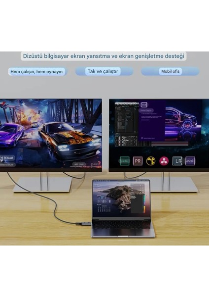 1-Metre Displayport To HDMI Çevirici Kablo 4K Dp To HDMI Kablo Ce Lisanslı Hasır Orgülü Sağlam Kablo Orjinal