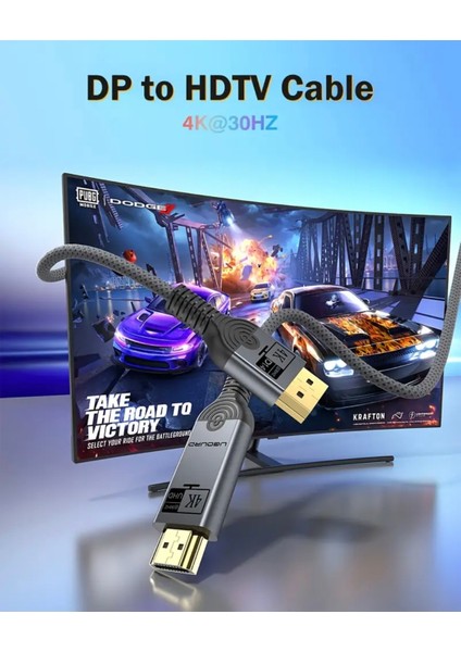 1-Metre Displayport To HDMI Çevirici Kablo 4K Dp To HDMI Kablo Ce Lisanslı Hasır Orgülü Sağlam Kablo Orjinal fırsatları