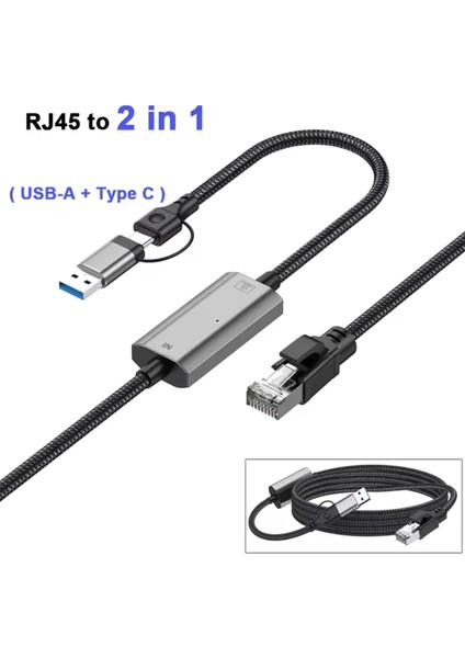 1.20 Metre 1000-MBPS RJ45 Ethernet Dönüştürücü Adaptör Type-C+Usb Çift Giriş Ce Lisanslı Sağlam Gigabit 1000MBPS RJ45 Ethernet Dönüştürücü Adaptör indirimleri