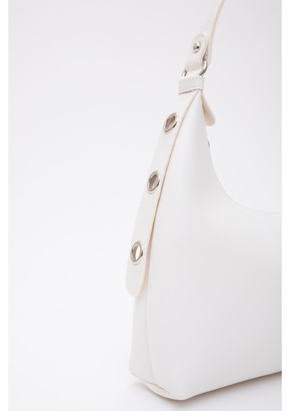 Beyaz SHK82 Baget Model Tek Bölmeli Kadın Suni Deri Kol ve Omuz Çantası indirimleri