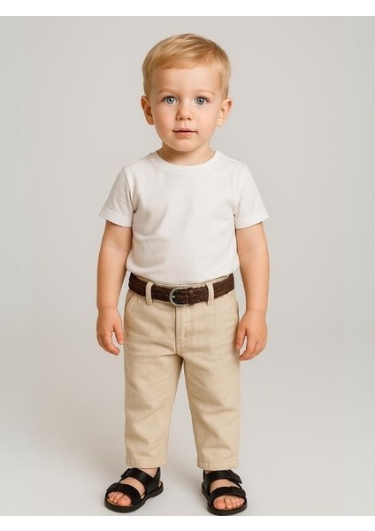 Erkek Bebek Kemerli Cepli Keten Pantolon fiyatları