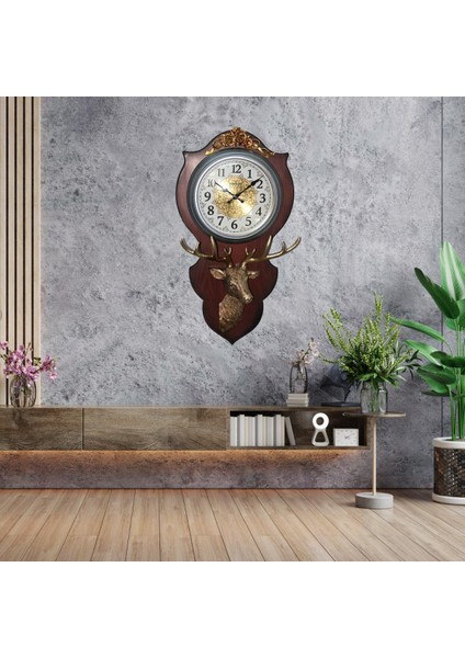 Duvar Saati Geyik Temalı Büyük Polyester Saat No.1 40 x 70 cm modelleri
