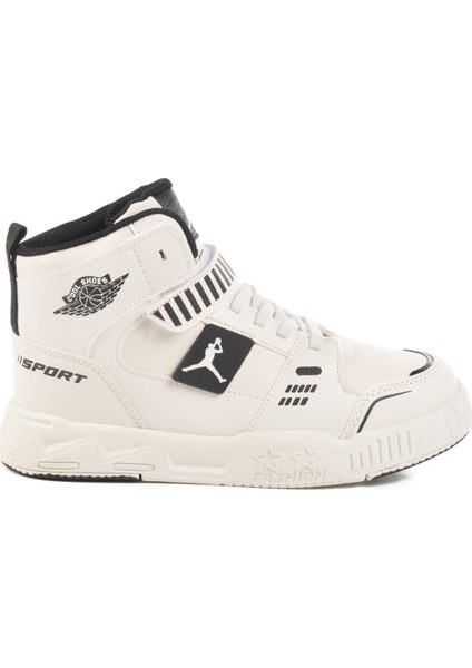 Beyaz Cırtlı Bilek Boy Erkek Çocuk Sneaker King Uzun F