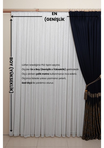 Pilesiz Düz Dikiş Gümüş Çizgili Model Tül Perde, Gümüş Gri Ütü Istemeyen Tül Perde