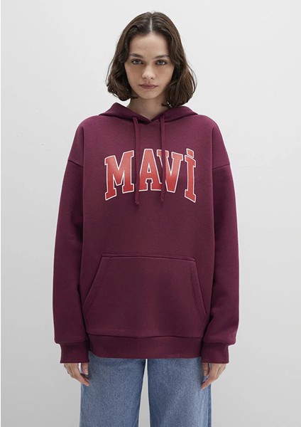 Mavi Logo Baskılı Kapüşonlu Bordo Sweatshirt 1600361-90705 fiyatları