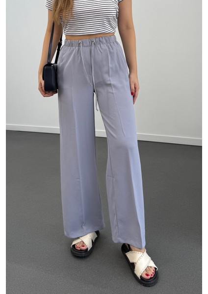 Tatumi Buz Grisi Beli Lastikli Palazzo Pantolon