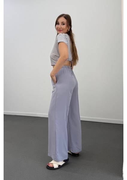 Tatumi Buz Grisi Beli Lastikli Palazzo Pantolon fırsatları