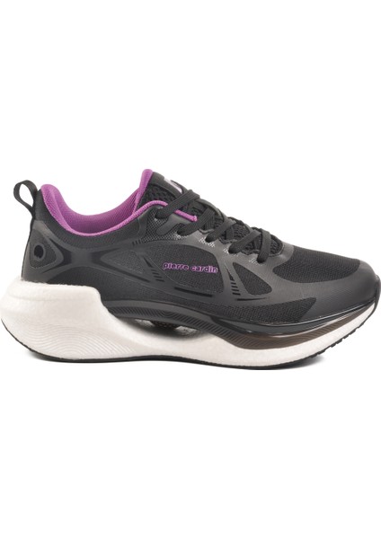 Siyah Beyaz Fileli Bağcıklı Kadın Spor Ayakkabı