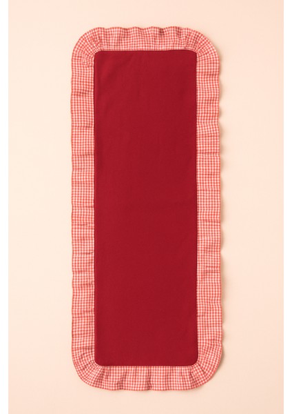 Pötikare Pileli Kırmızı Dekoratif Runner Orta Sehpa Örtüsü 30X80 cm