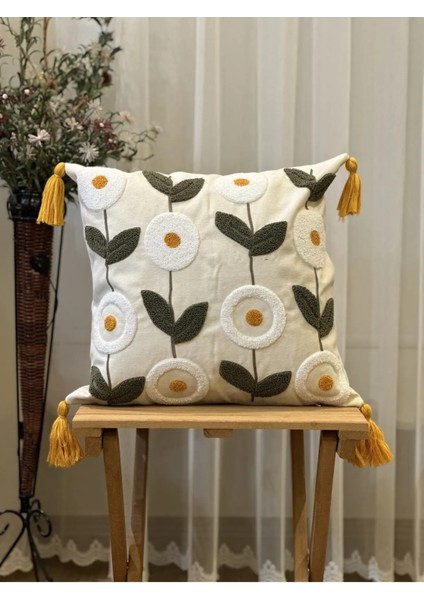 2'li Çiçekli Punch Işlemeli Nakışlı Dekoratif Premium Kırlent Kılıfı fiyatları