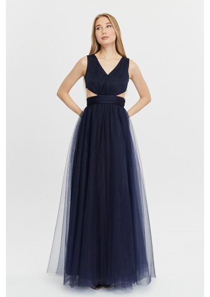 Kadın Abiye ve Mezuniyet Karina Hayal Tül Abiye Bel Kısmı Açık Detaylı Abiye Elbise fiyatları